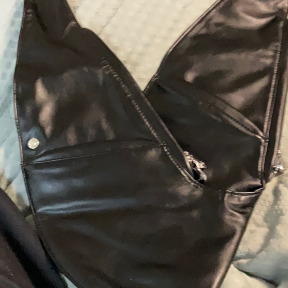Black Faux Leather Sash Bag